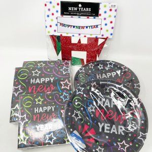 NEW YEAR'S EVE Party Lot Items Napkins, Plates, Banner. NEW